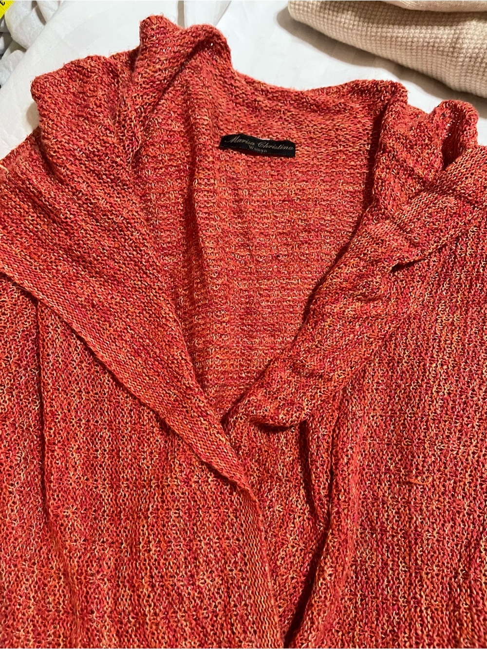 Marisa Christina Red-Orange Textured Open-Front Cardigan
17-08